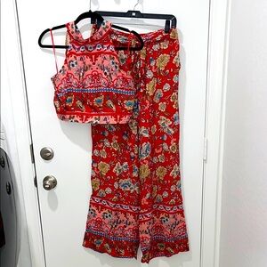2 piece colorful floral pants set Size Large